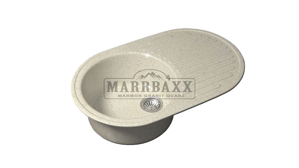 Мойка композит. MARRB.НАОМИ Z11Q2 овал,бежевая,725x455x185 без сифона