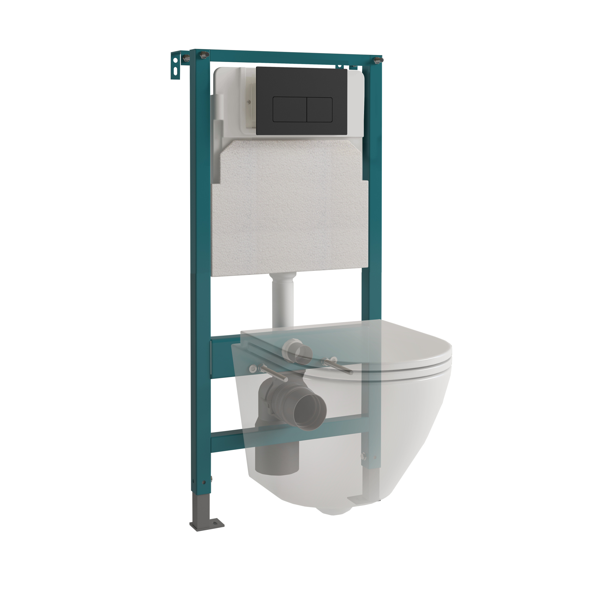 Кнопка смыва EvaGold 07, пластик прямоугольн черный матовый для инсталляции EvaGold 400 и EvaGold500