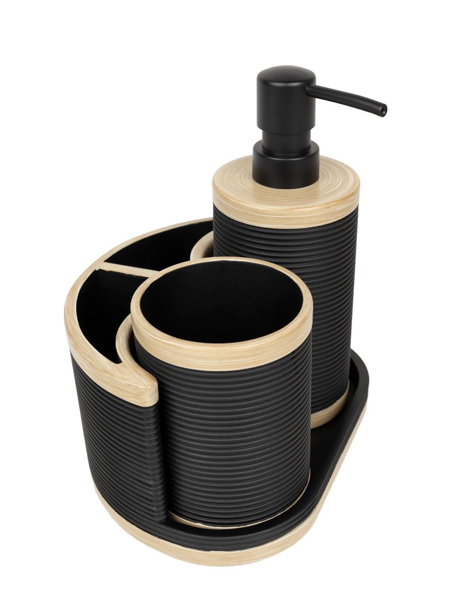 Набор аксессуаров для ванной комнаты, черный, полирезин, 23-6108