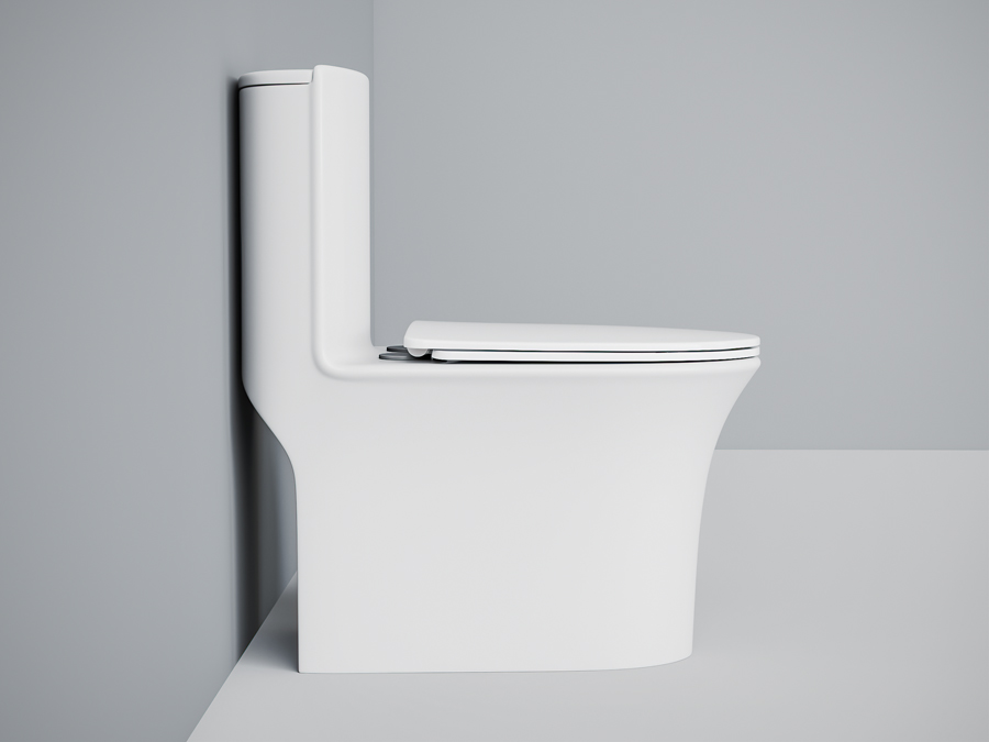 Унитаз-моноблок SM9612 безободковый, сиденье тонкое ДП, арматура (с гофрой и подводкой)