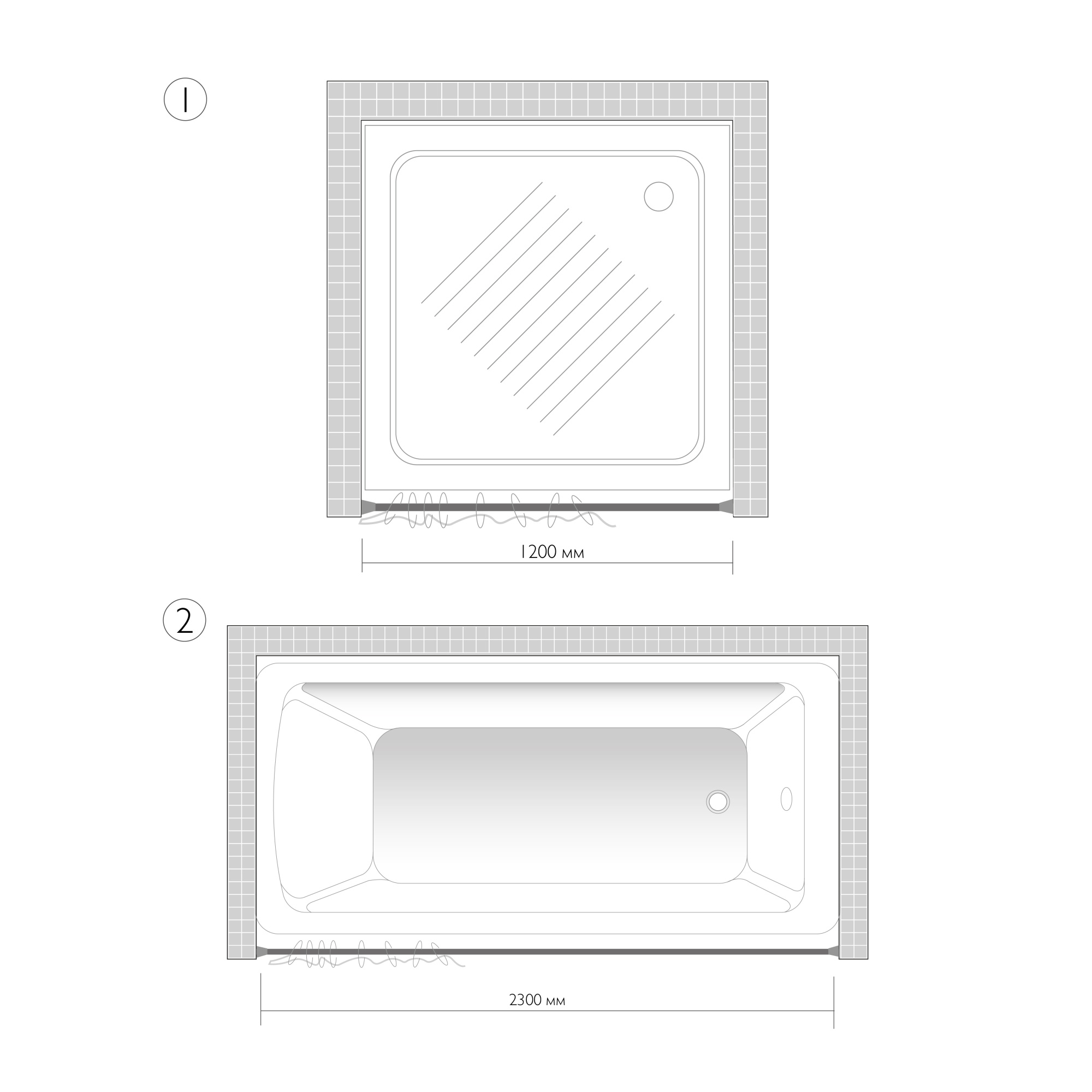 Карниз для ванной алюминиевый белый 125-230см.