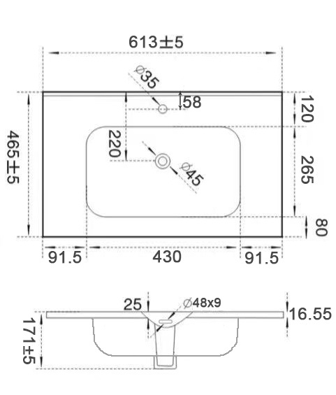 60 Умывальник Эстель 600 слим