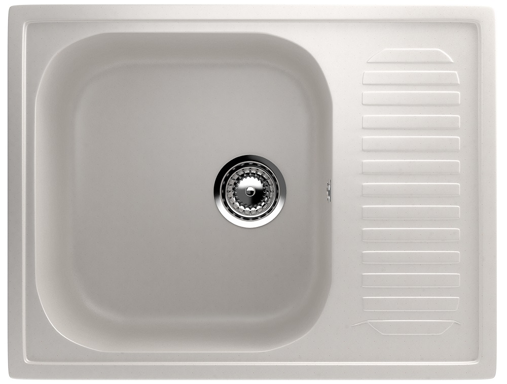 Мойка композит.Ulgran U-202 ПРЯМОУГОЛЬНАЯ 331 белый 640*490*210  с сифоном