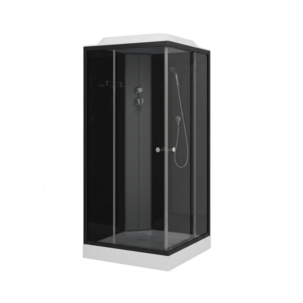 ДК EvaGold квадрат T901BB-Q (90*90, низ.под., тонир. стек., черн. стен., черный матовый проф. 4к.)