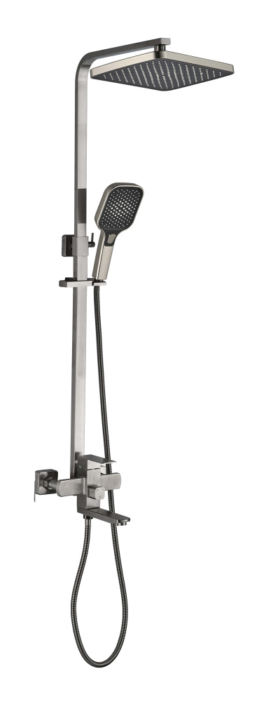 Душевая стойка со смесителем Легато, нержавеющая сталь,EvaGold