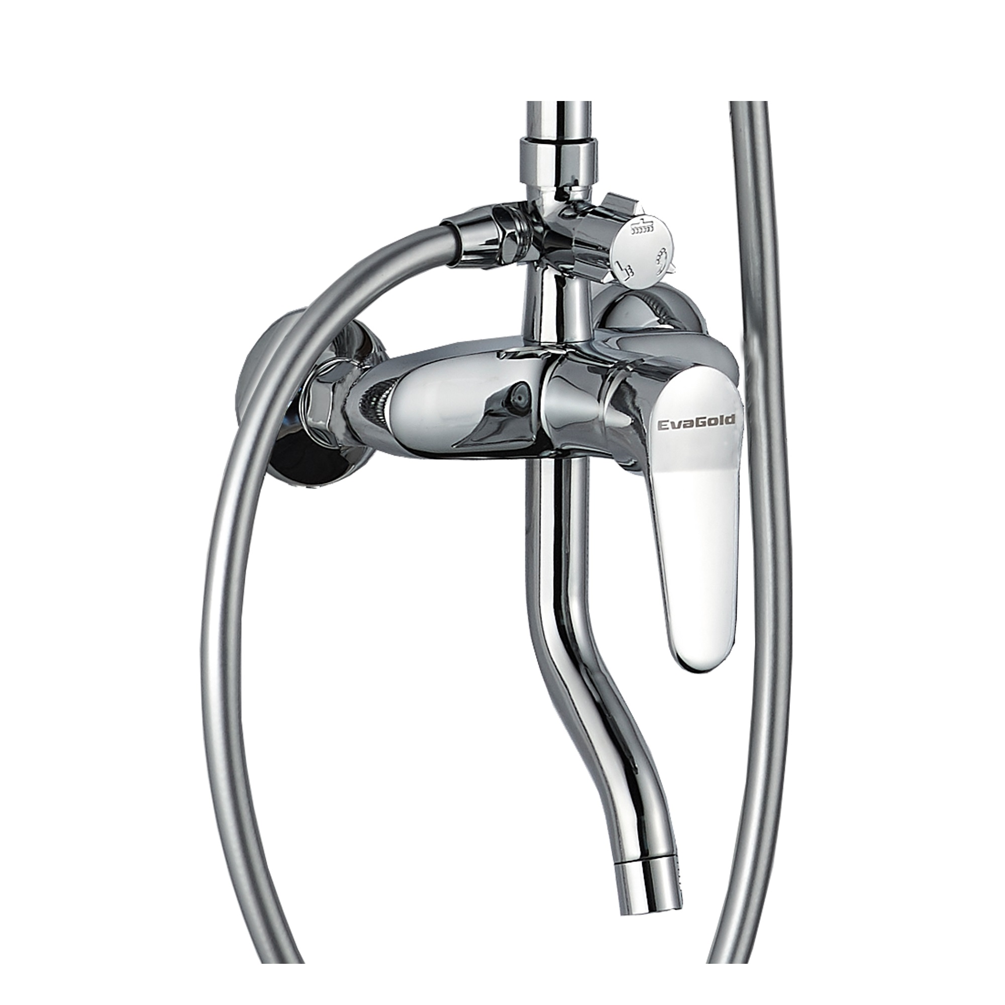 Sky FS04C-PVD Душевая стойка (150 см) со смесителем латунь, хром EvaGold