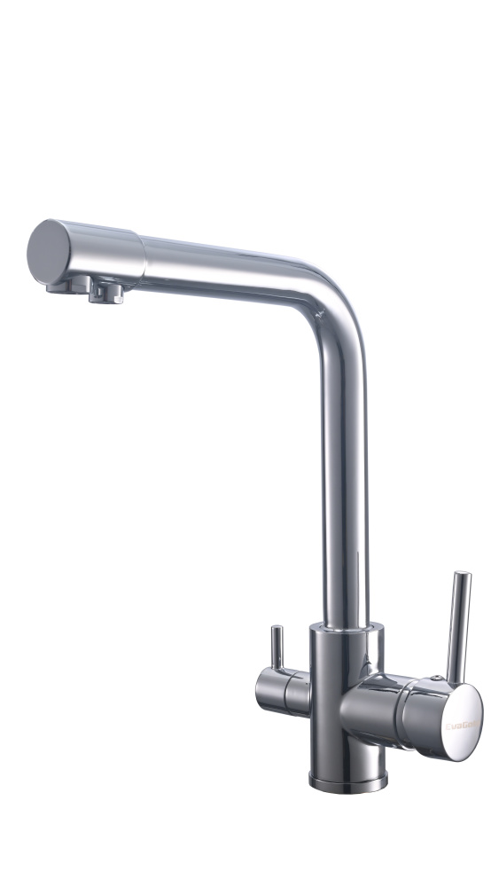 FK041C Смеситель для кухни латунь, хром со встроенным фильтром (краном) под питьевую воду EvaGold