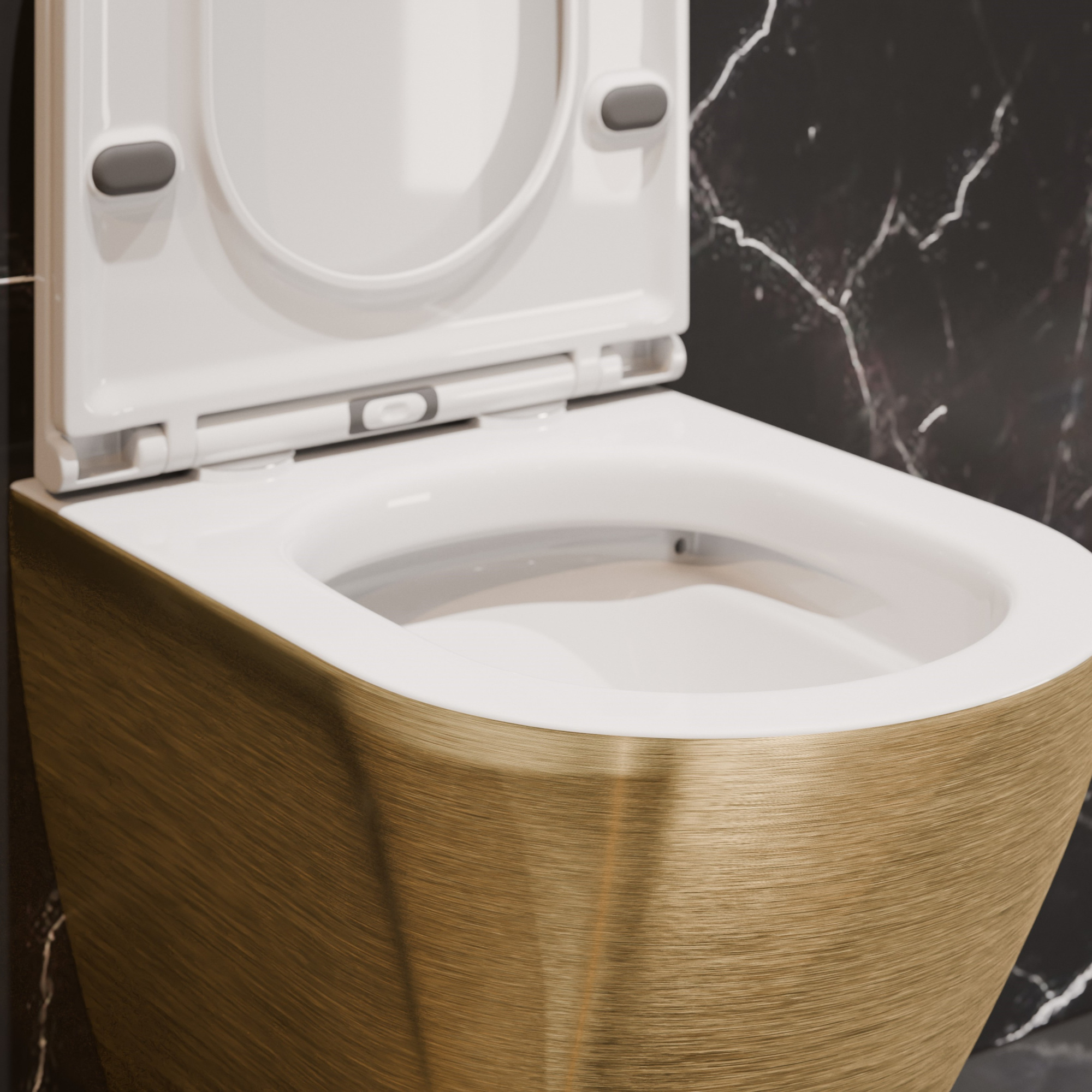 Унитаз подвесной K704G золотой безободковый, сиденье тонкое ДП, крепления