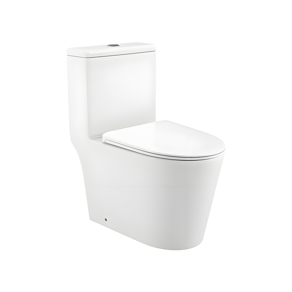 Унитаз-моноблок EG407T безободковый круговой смыв, сиденье тонкое ДП, арматура (с гофрой и подводкой)