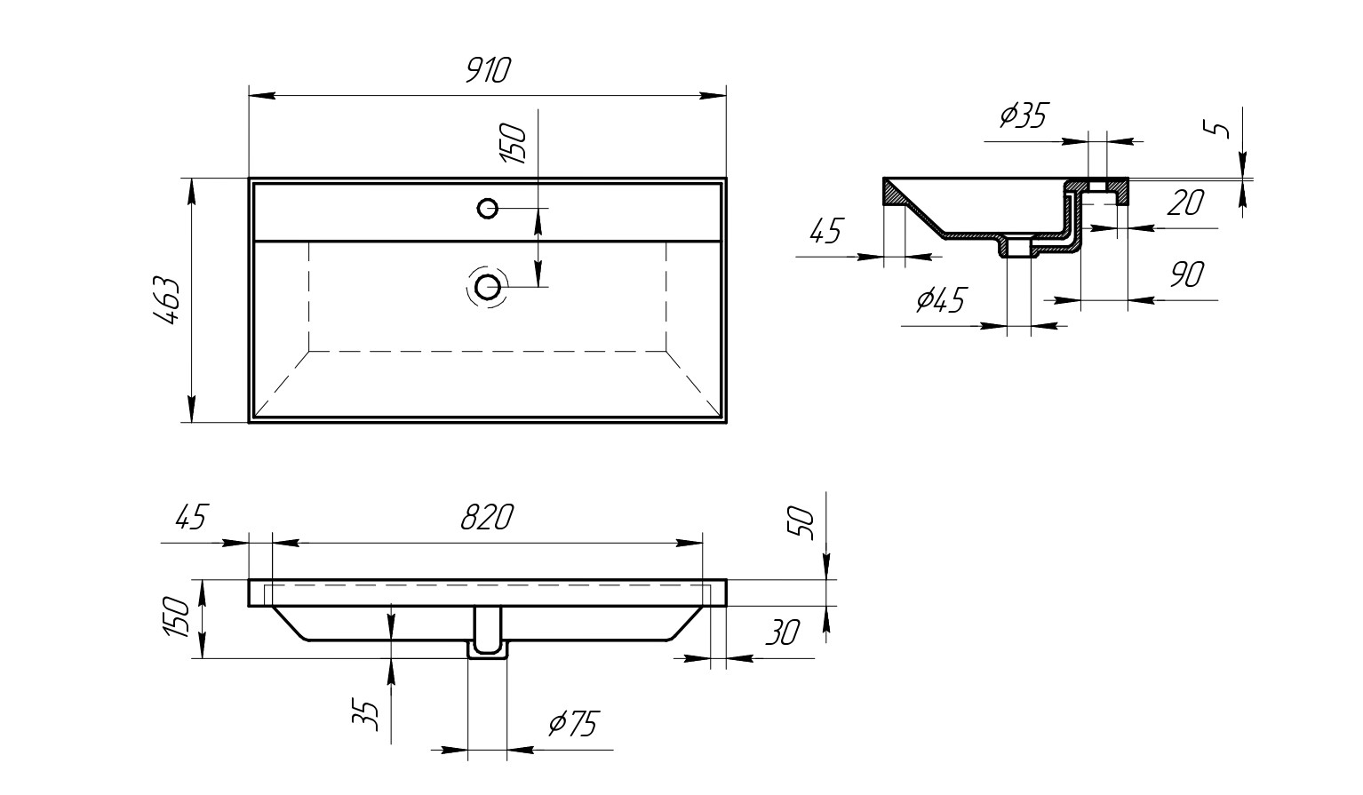 90 Умывальник Line 900