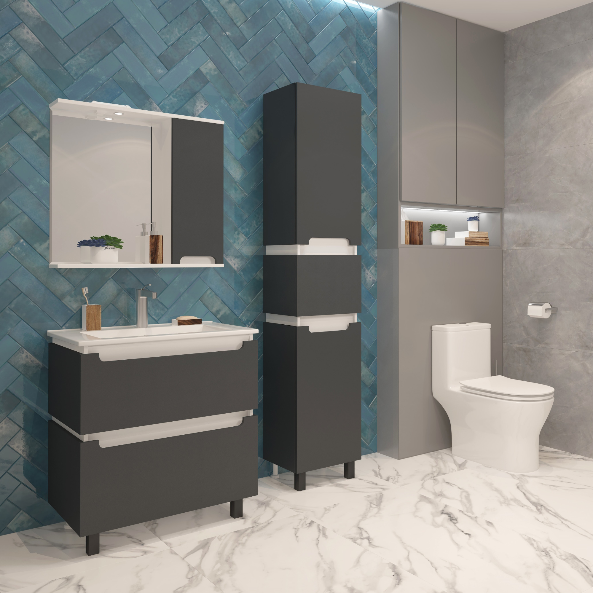 40 Пенал-шкаф "Vesta 40" №2 графит Pur-клей