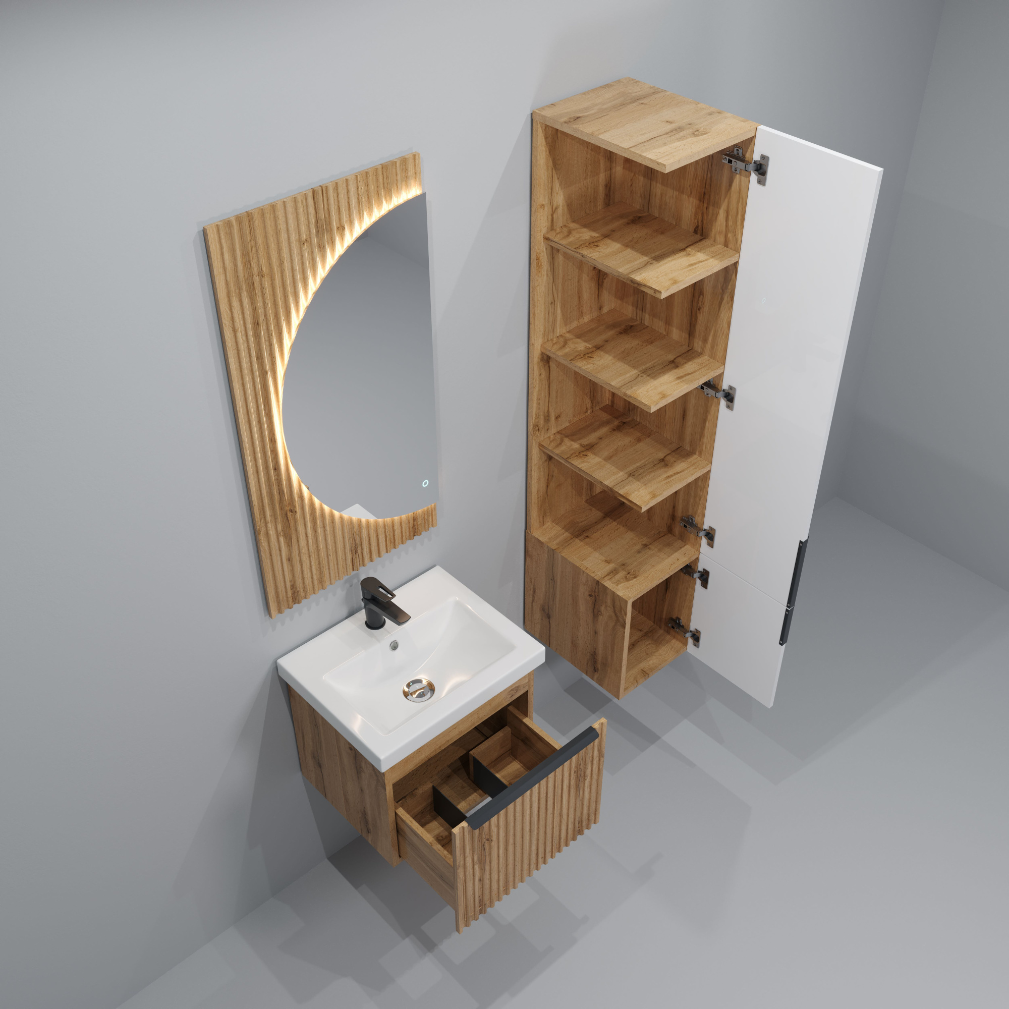 30 Подвесной пенал-шкаф "Tai 30" дуб вотан правый