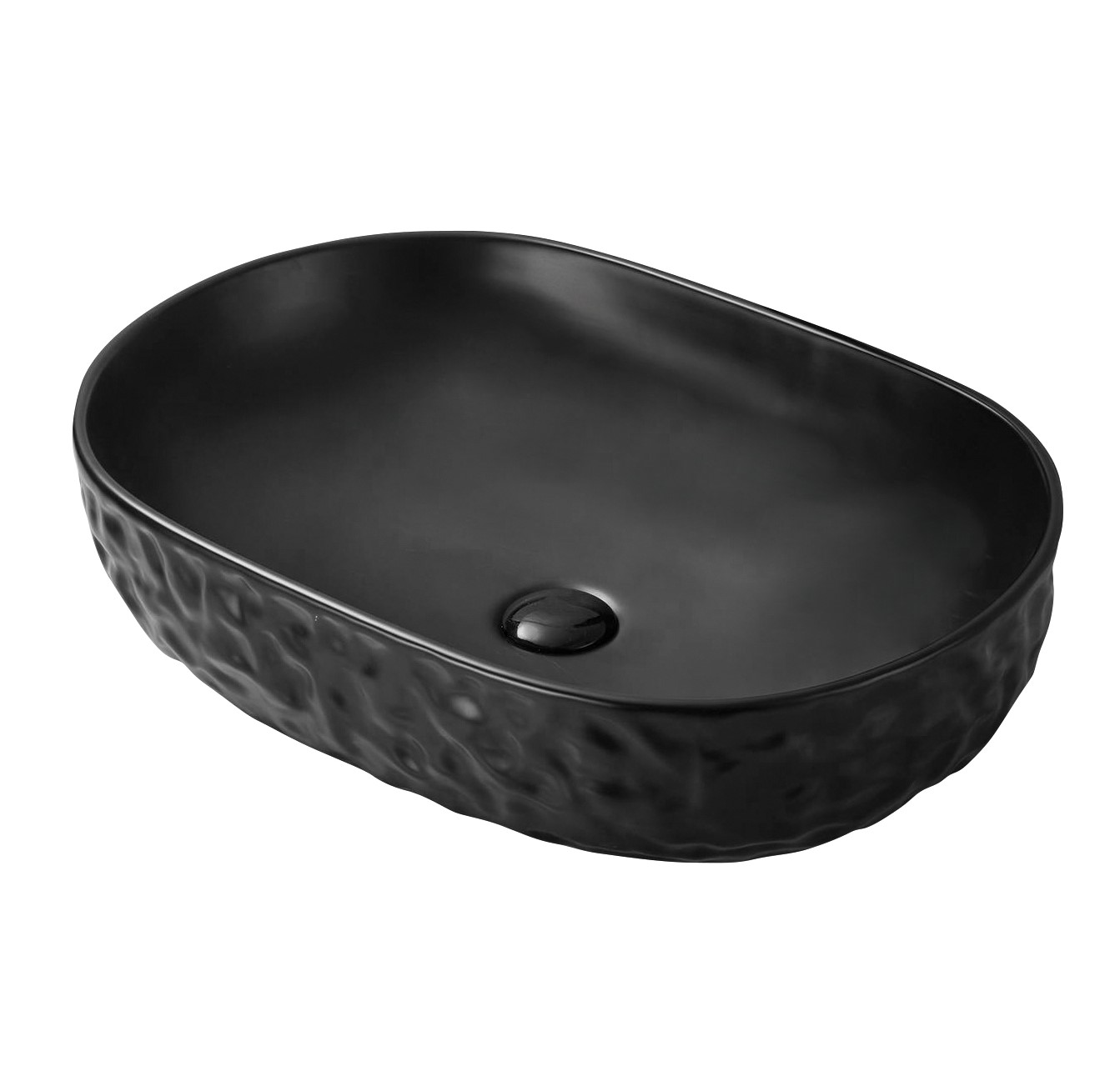 Умывальник накладной A257TCBKM черный матовый овальный без перелива (600*400*140 мм)