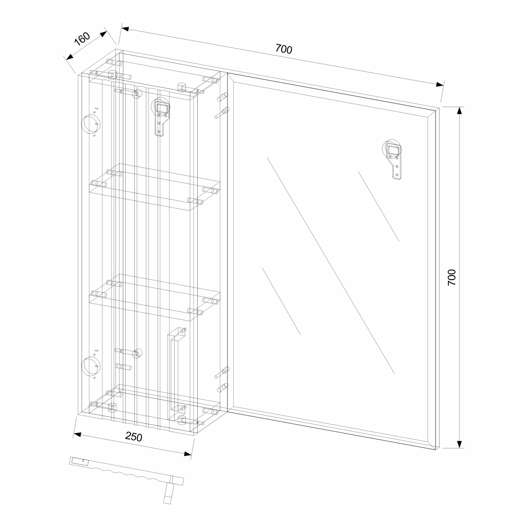 70 Зеркало-шкаф "Era 70" Монте белый