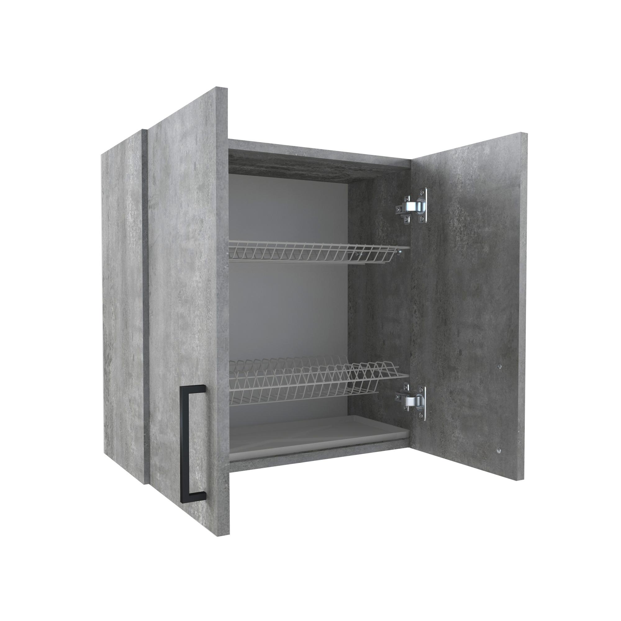 600 Шкаф навесной (для посуды) под сушку - Цемент светлый