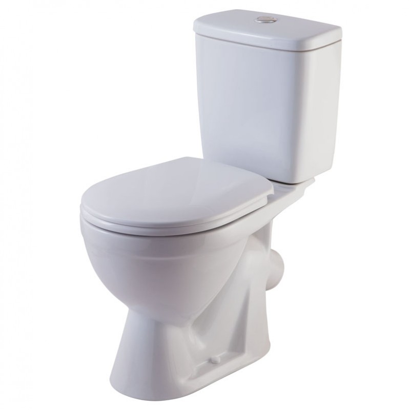 Унитаз-компакт "Лира" белый  Киров, антивсплеск, кос.выпуск, сид. полипропилен