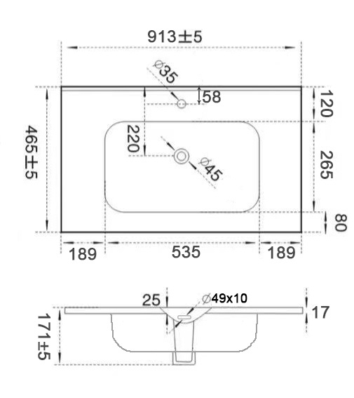 90 Умывальник Эстель 900 слим