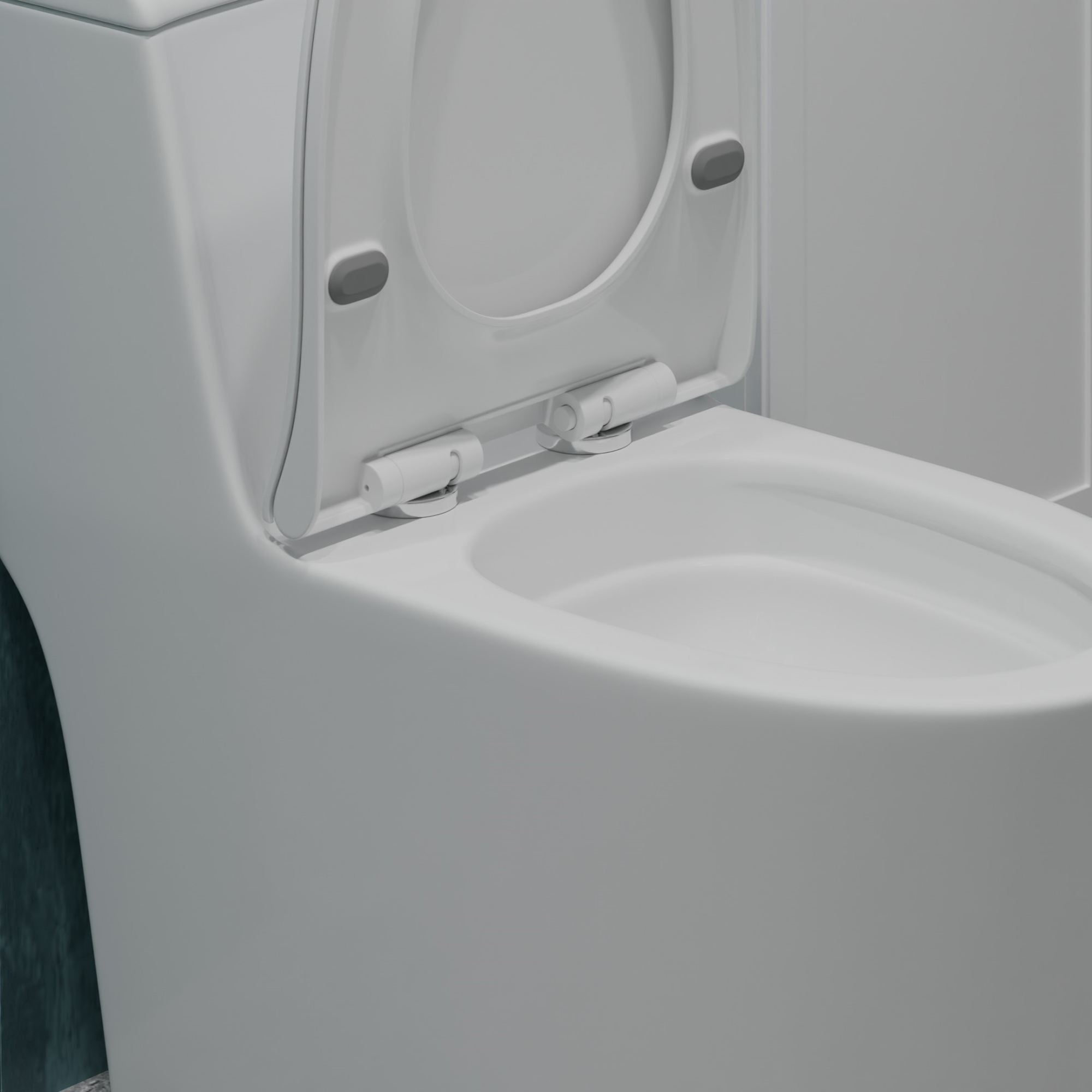 Унитаз-моноблок T1087 безободковый круговой смыв, сиденье тонкое ДП, арматура (с гофрой и подводкой)