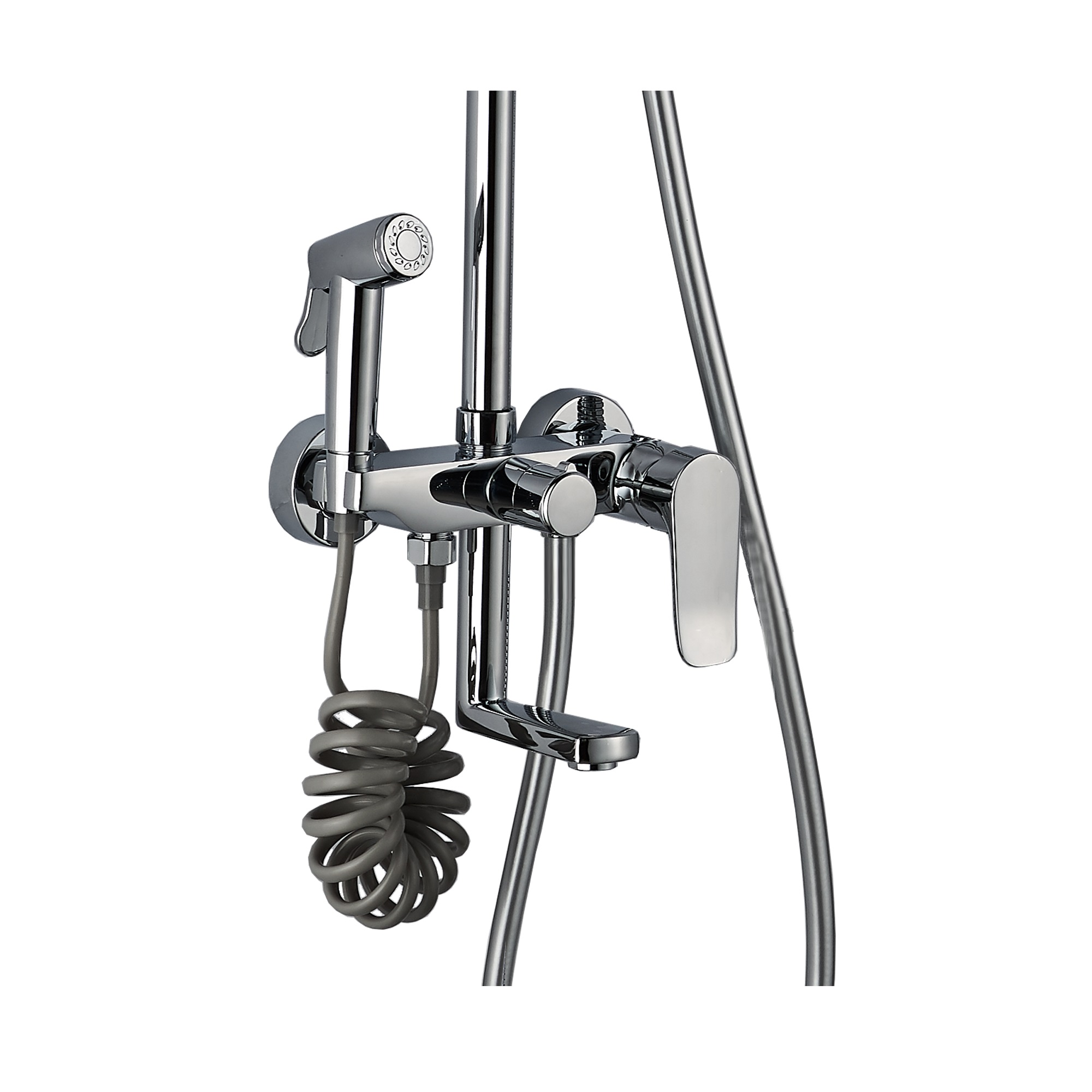 Borneo FS07C Душевая стойка (150 см) со смесителем гигиеническим душем, латунь, хром EvaGold