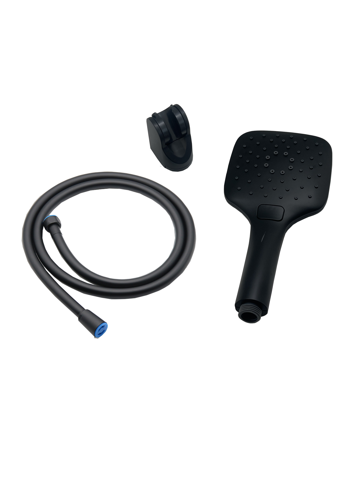 PSH02B Лейка для душа в наборе с держателем и ПВХ-шлангом, черный EvaGold