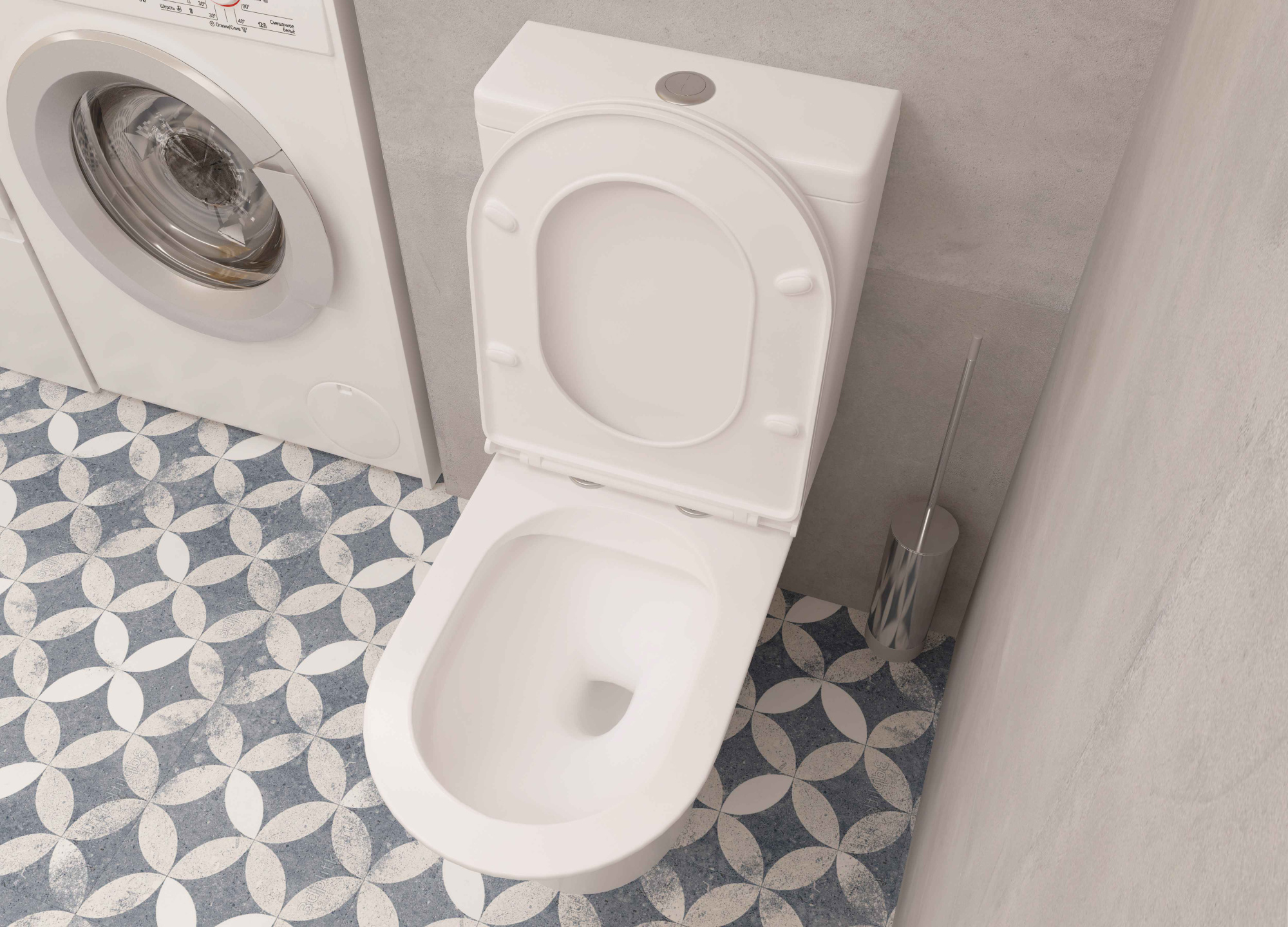 A2801 Унитаз-компакт, безободковый, сиденье тонкое ДП, крепления, арматура, гориз. выпуск