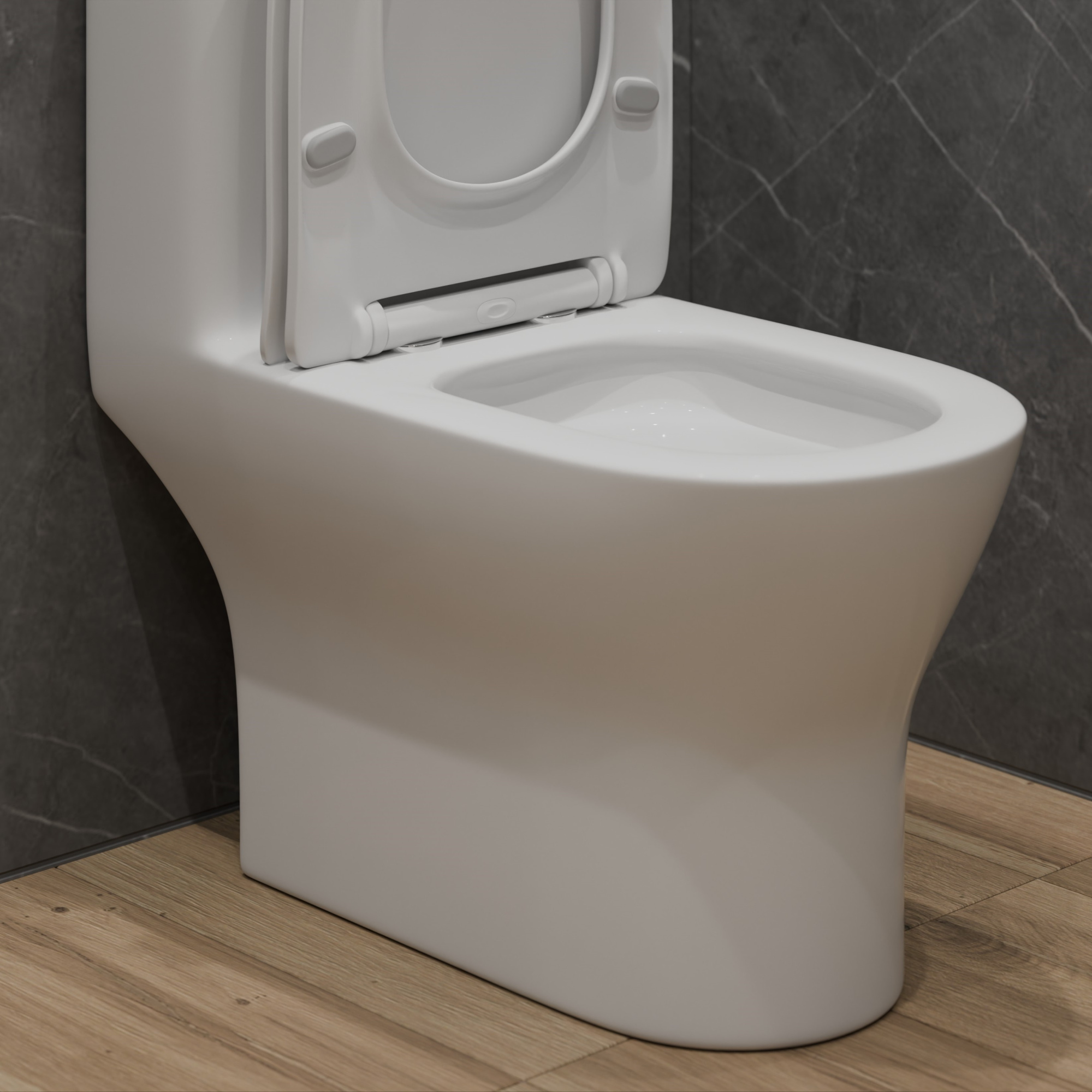 Унитаз-моноблок SM9618T безободковый круговой смыв, сиденье тонкое ДП, арматура (с гофрой и подводкой)