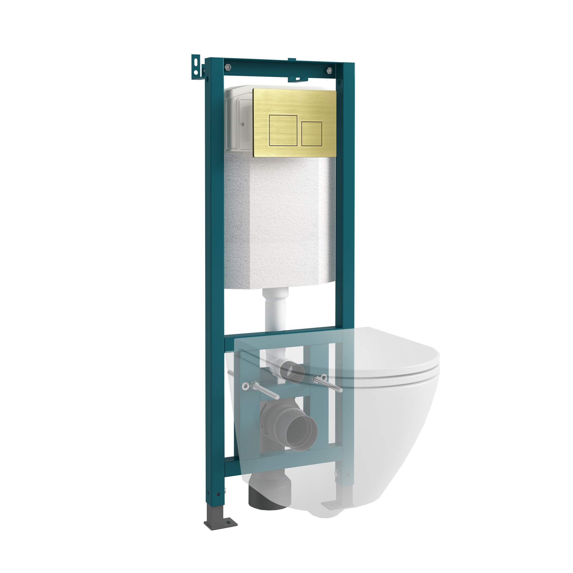 Кнопка смыва EvaGold 05, пластик квадрат золото для инсталляции EvaGold 400 и EvaGold 500