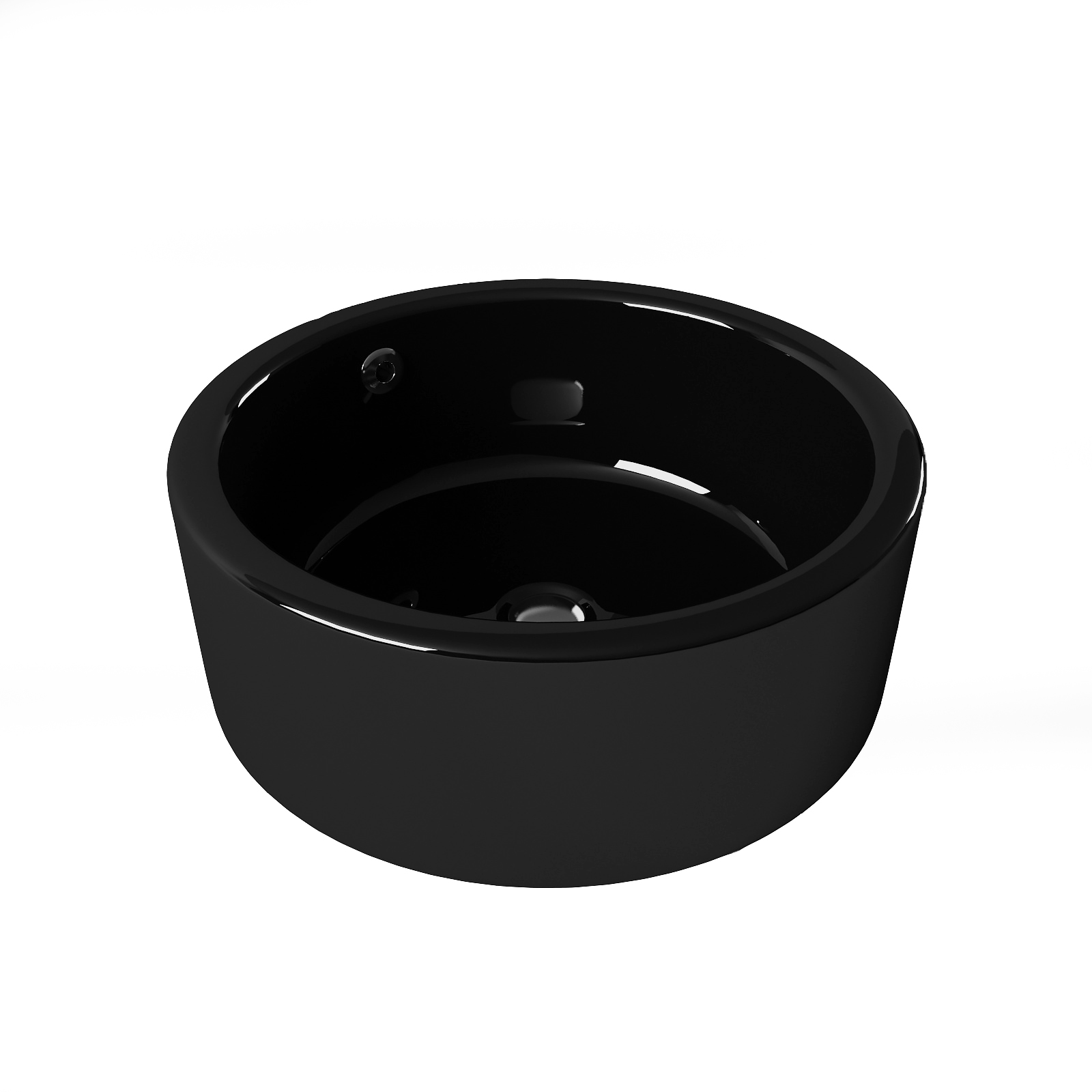 Умывальник накладной A028BG черный круглый с переливом (415*415*155 мм)