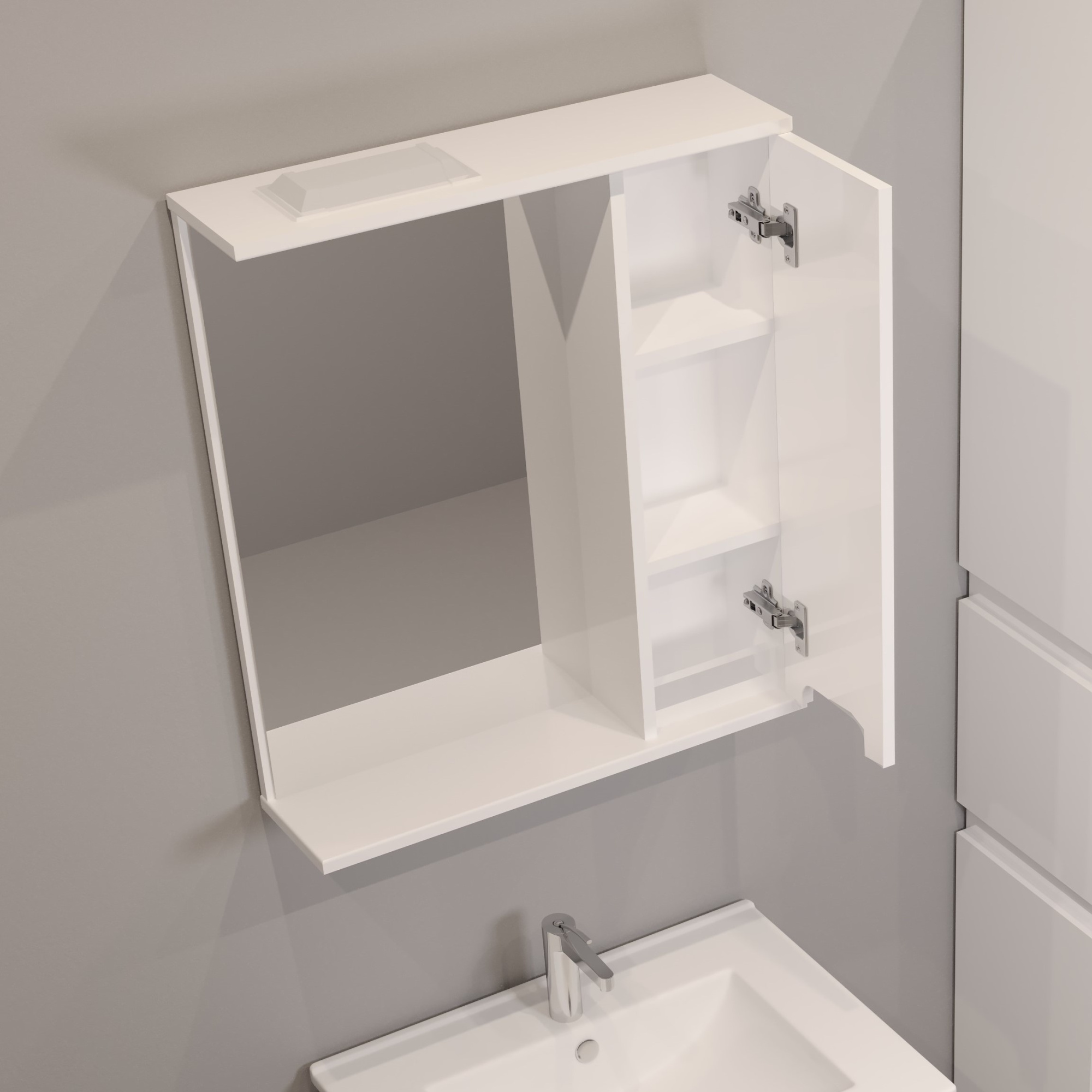 60 Зеркало-шкаф "Vesta 60" №3 белый глянец Pur-клей