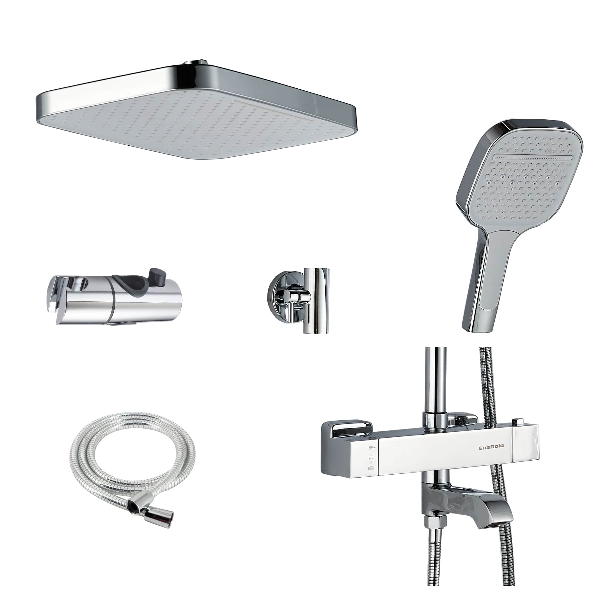 Congo FS03C-PVD Душевая стойка (150 см) со смесителем латунь, хром с терморегуляцией EvaGold