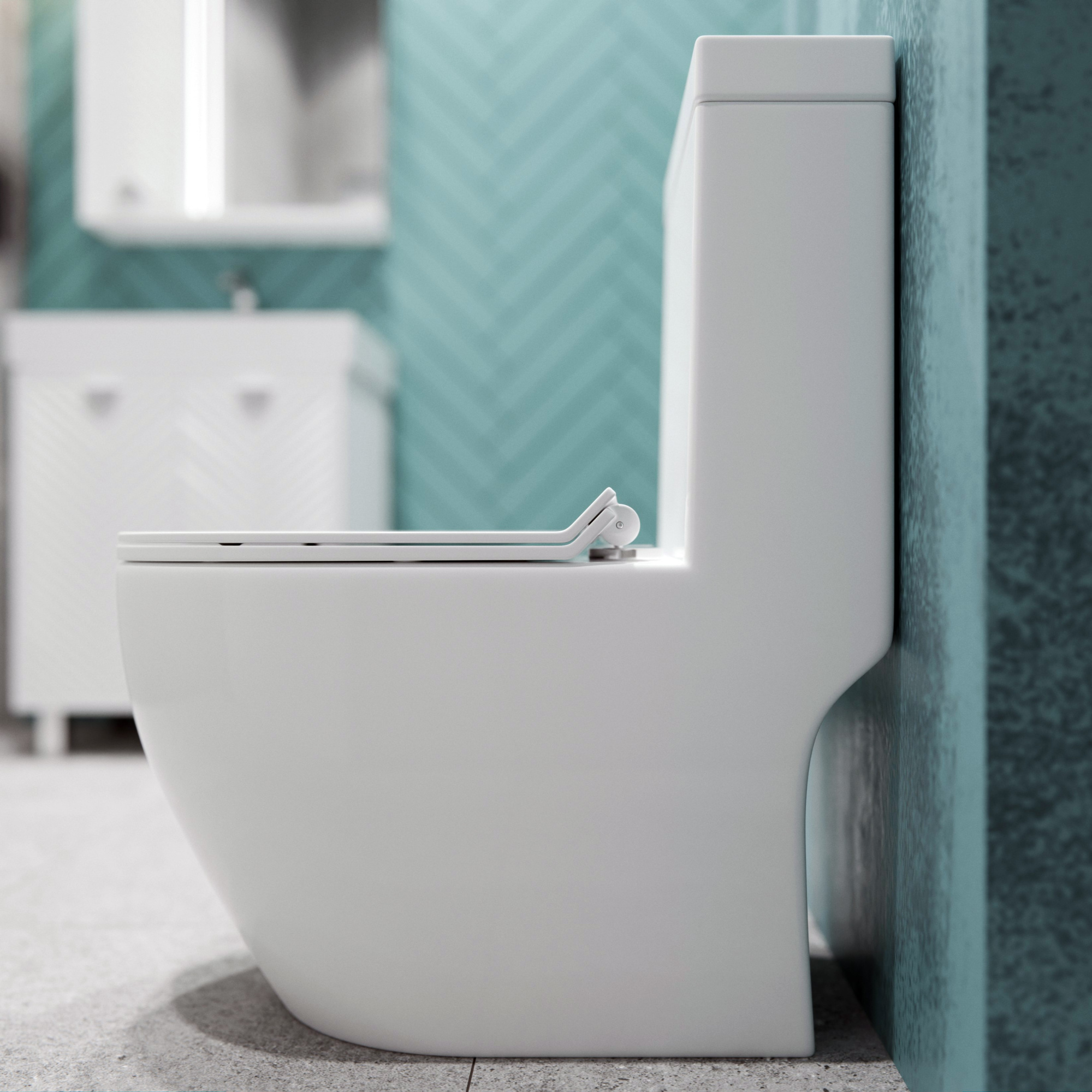 Унитаз-моноблок 5005 безободковый, сиденье тонкое ДП, арматура (с гофрой и подводкой)