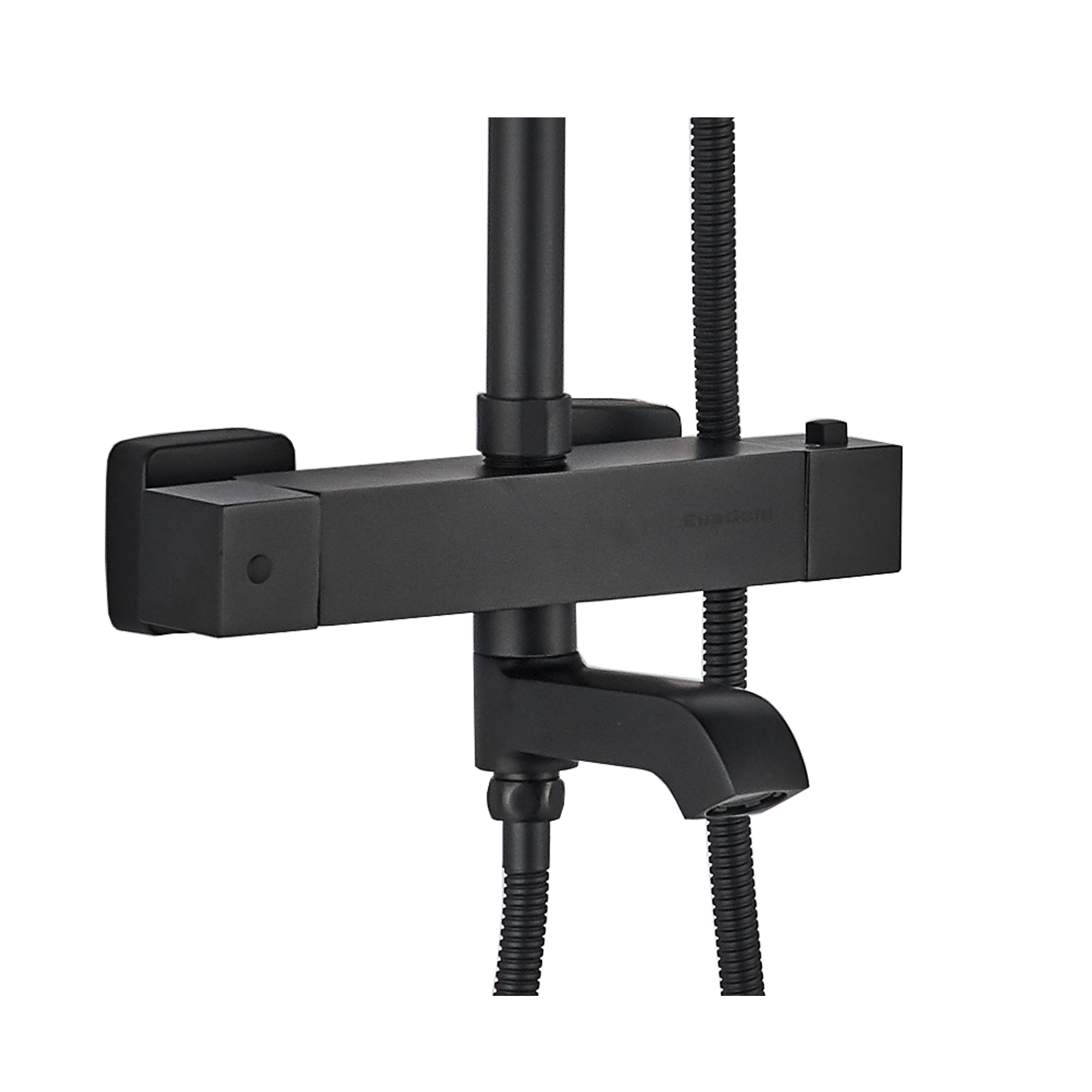 FS03B Душевая стойка со смесителем латунь, черный с терморегуляцией EvaGold