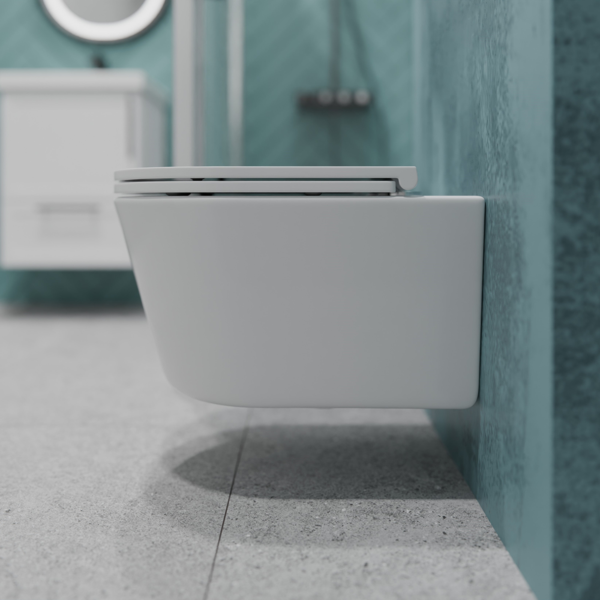 Унитаз подвесной K707T с круговым смывом безободковый, сиденье тонкое ДП, крепления