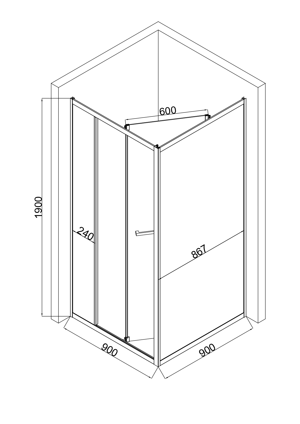 EG7C Душевое ограждение квадрат EvaGold 90х90, профиль хром, прозрачное стекло