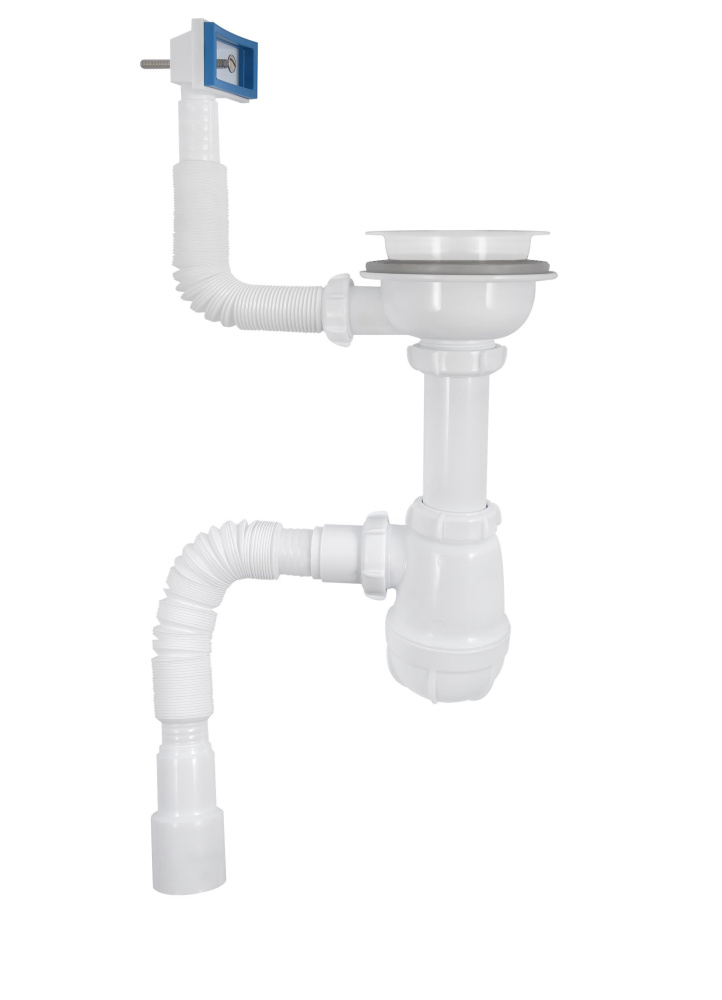 PB0148 Сифон для мойки 3 1/2х40 с прямоуг. переливом с пласт. реш. с г.т. 40х40/50 (20)