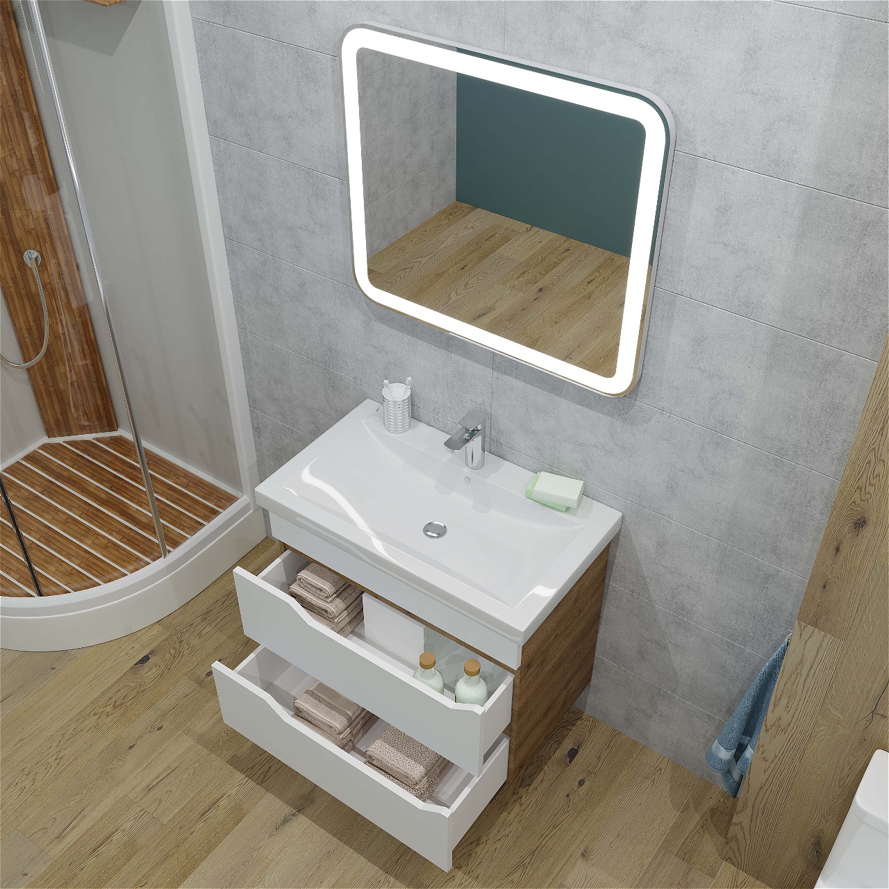 80 Подвесная тумба "Liberty №2 80" (Como 80; ум. Грэмми 80; Фостер 80) (белый)  Pur-клей