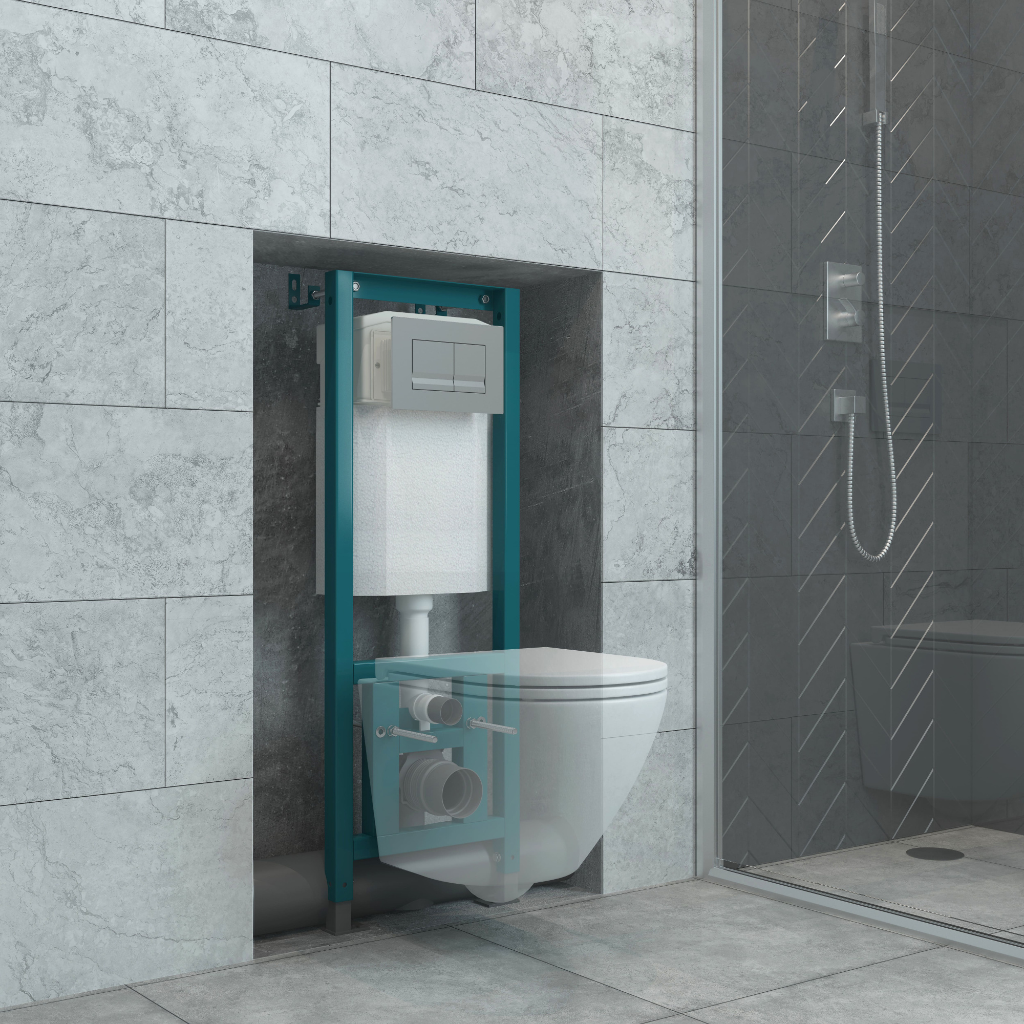 Кнопка смыва EvaGold 01, пластик квадрат хром матовый для инсталляции EvaGold 400 и EvaGold 500