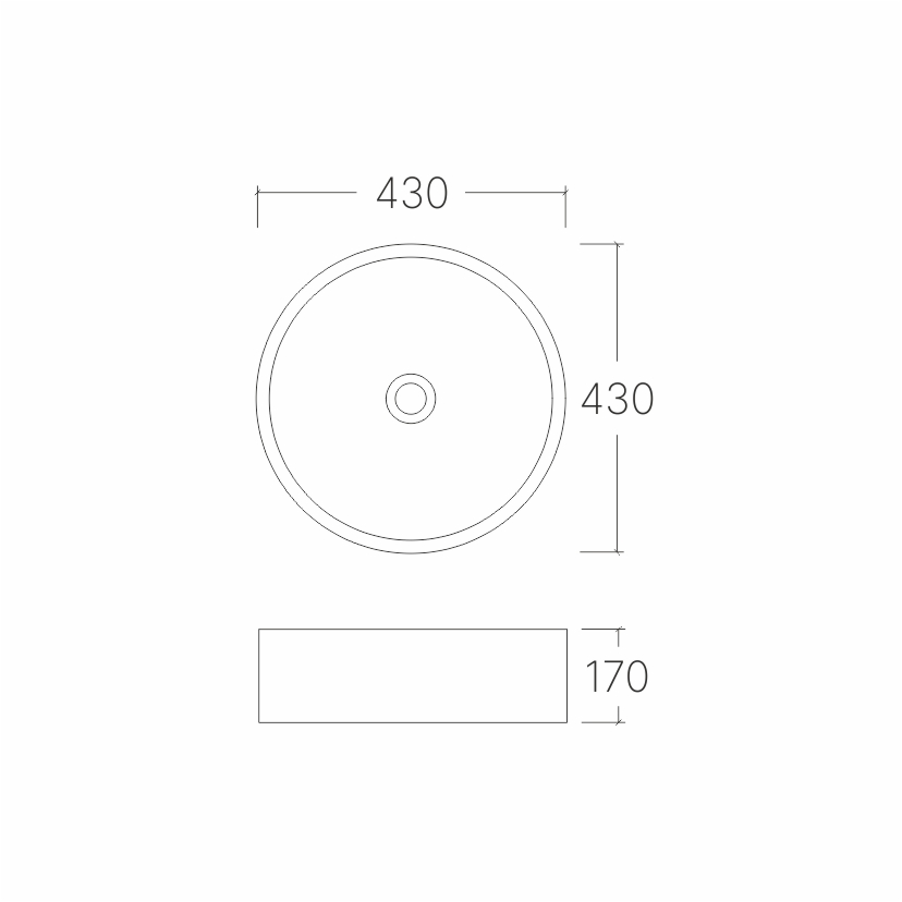 Умывальник накладной A002 круг с переливом (430*430*170 мм)