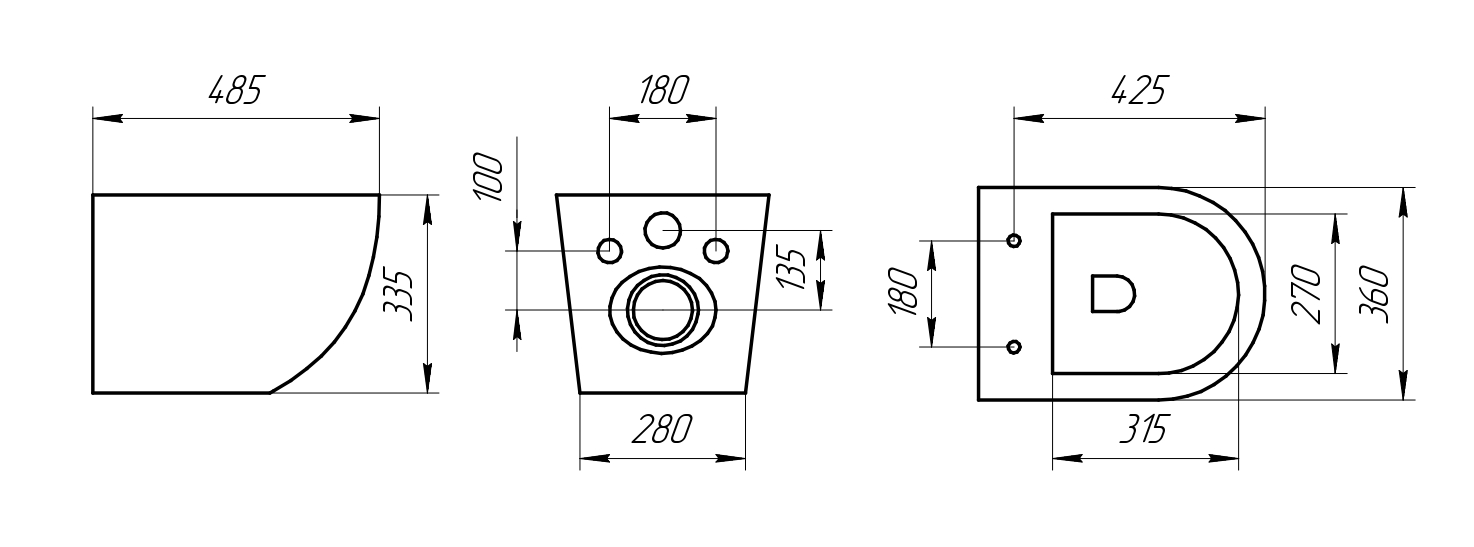 Унитаз подвесной K505MD белый мрамор безободковый, сиденье тонкое ДП, крепления