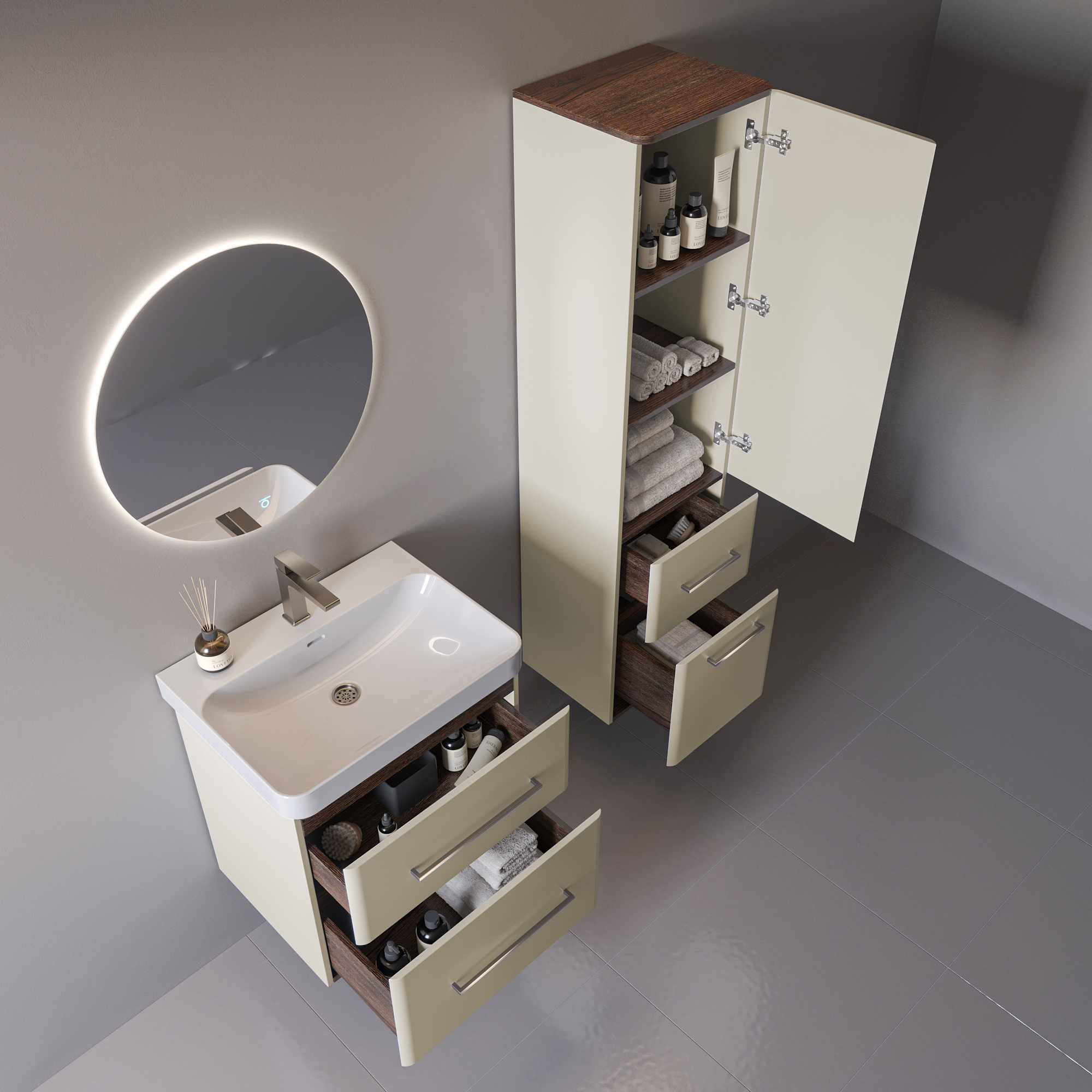 60 Подвесная тумба "Перл 60" кашемир (ум. Мирра 60)