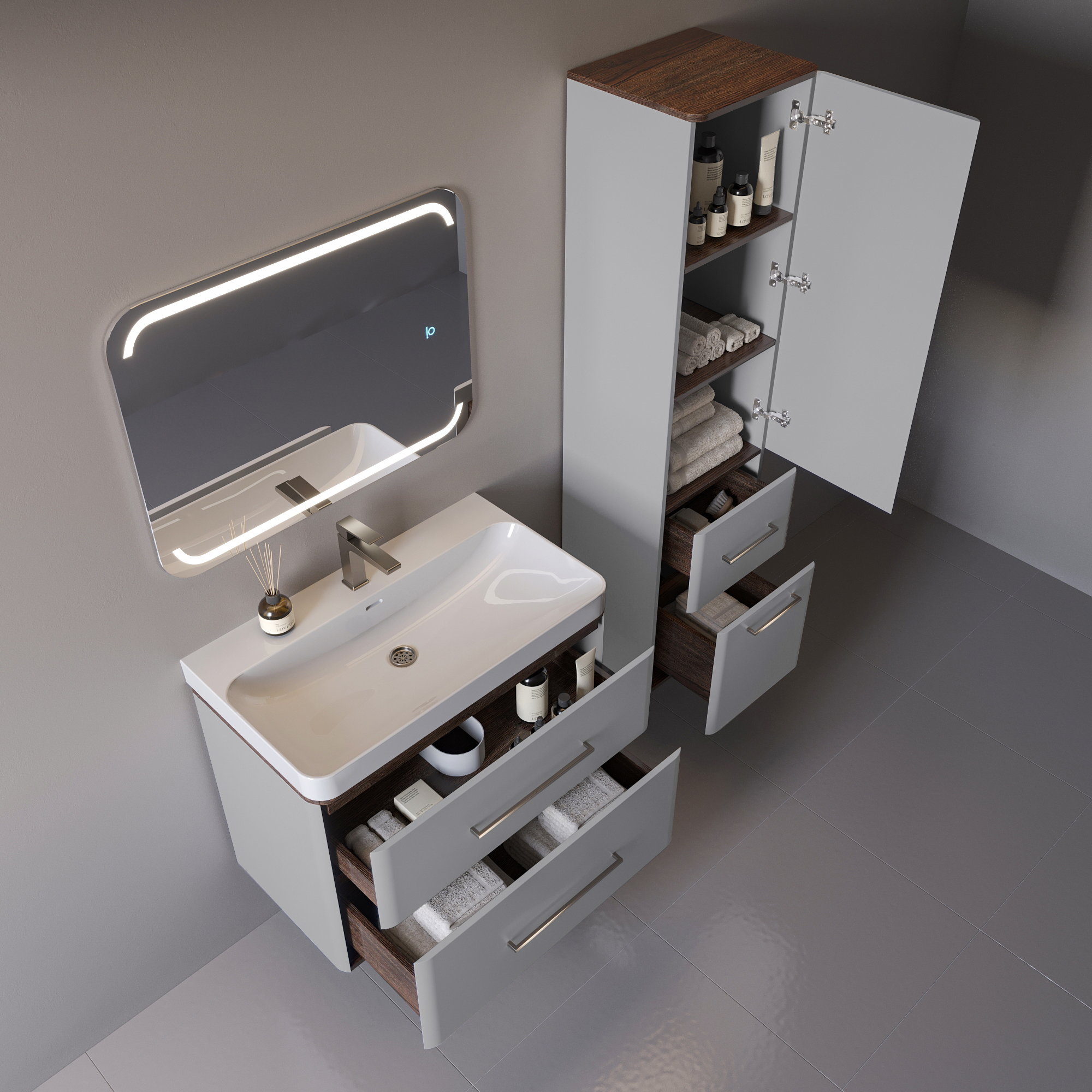 80 Подвесная тумба "Перл 80" серый (ум. Мирра 80)