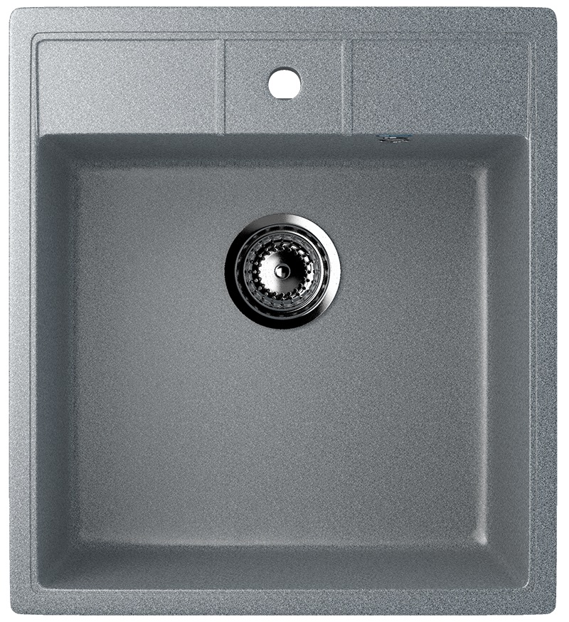 Мойка композит.Ulgran U-406 КВАДРАТНАЯ 309 темно-серый 450*500*210  с сифоном