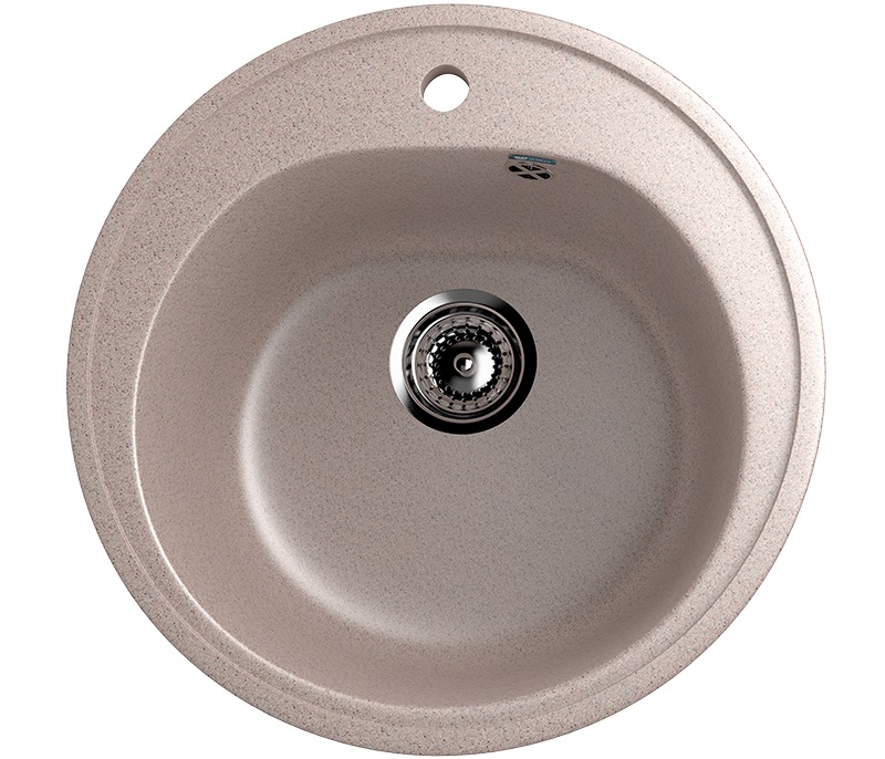 Мойка композит.Ulgran U-101 КРУГЛАЯ 302 песочный 500*500*180  с сифоном