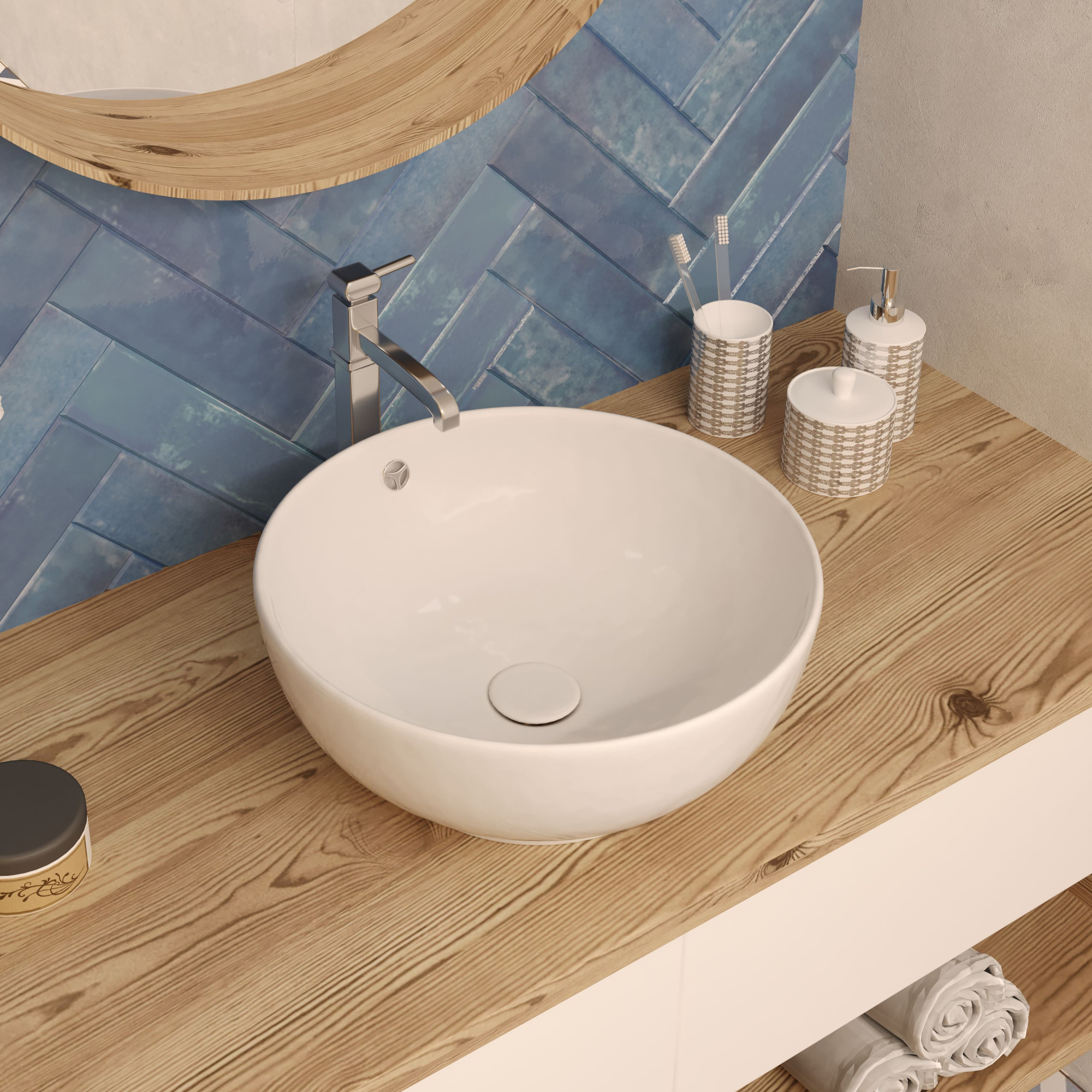 Умывальник накладной A002 круг с переливом (430*430*170 мм)