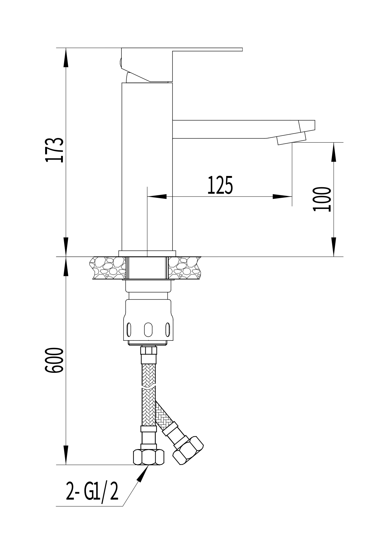 Смеситель для раковины Сандеро, черный, нержавеющая сталь, EvaGold