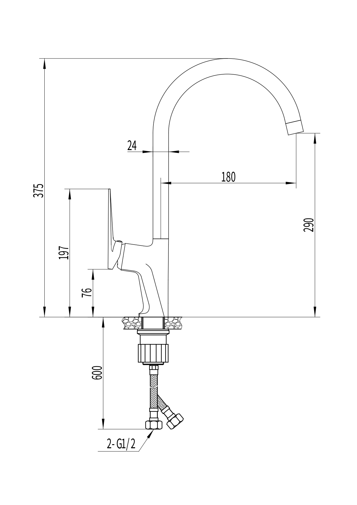 Vesta FK17GR-PVD Смеситель для кухни латунь, оружейная сталь EvaGold