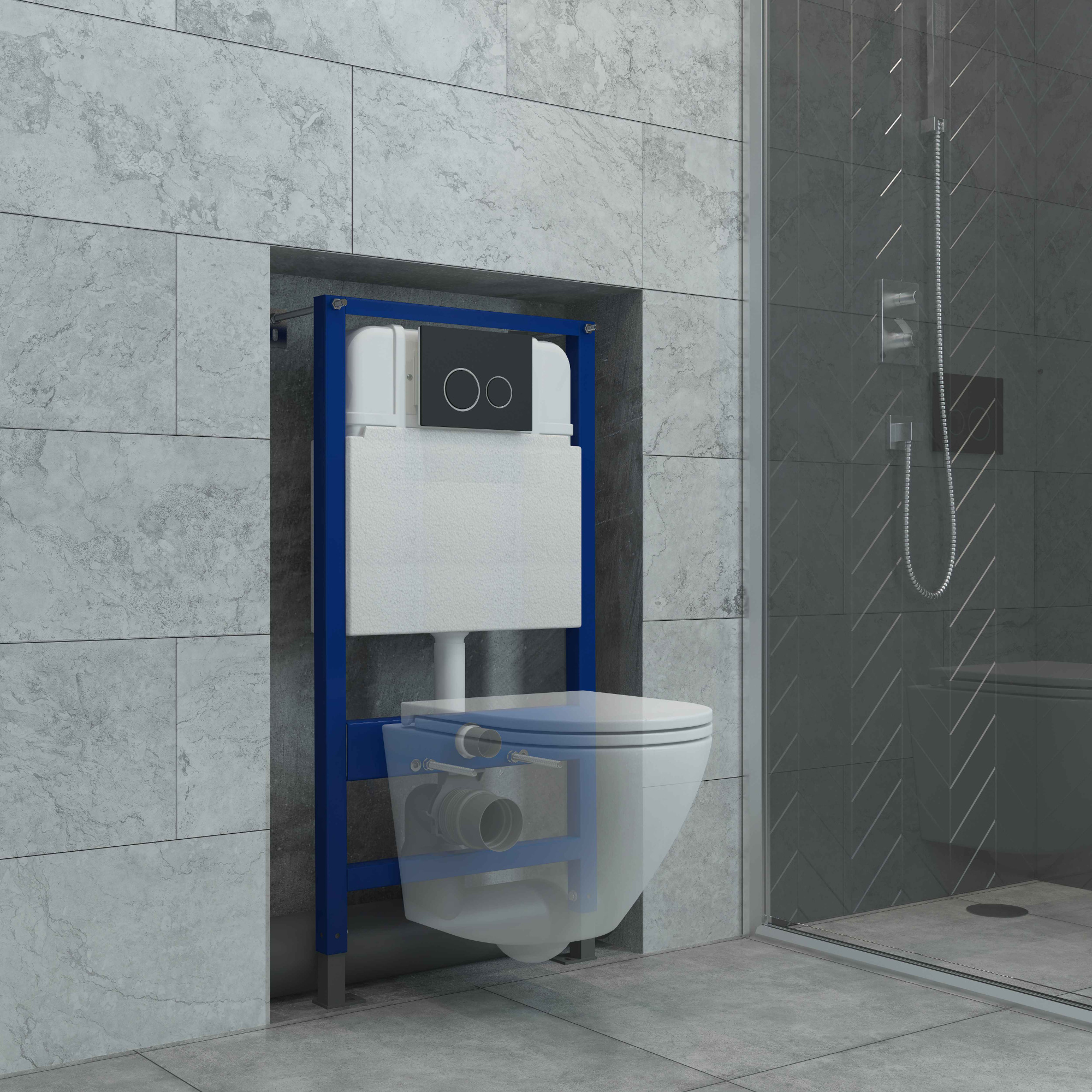 Кнопка смыва EvaGold 545-20 пластик круглая черная матовая для инсталляции 545