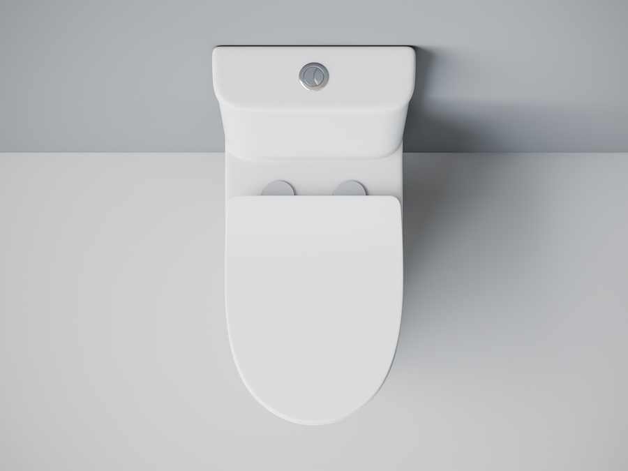 Унитаз-моноблок SM9614 безободковый, сиденье тонкое ДП, арматура (с гофрой и подводкой)