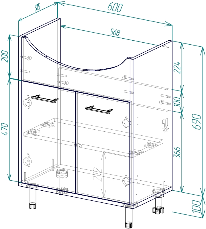 65 Тумба «Natura 65» (ум. Элеганс 65)(в разборе)