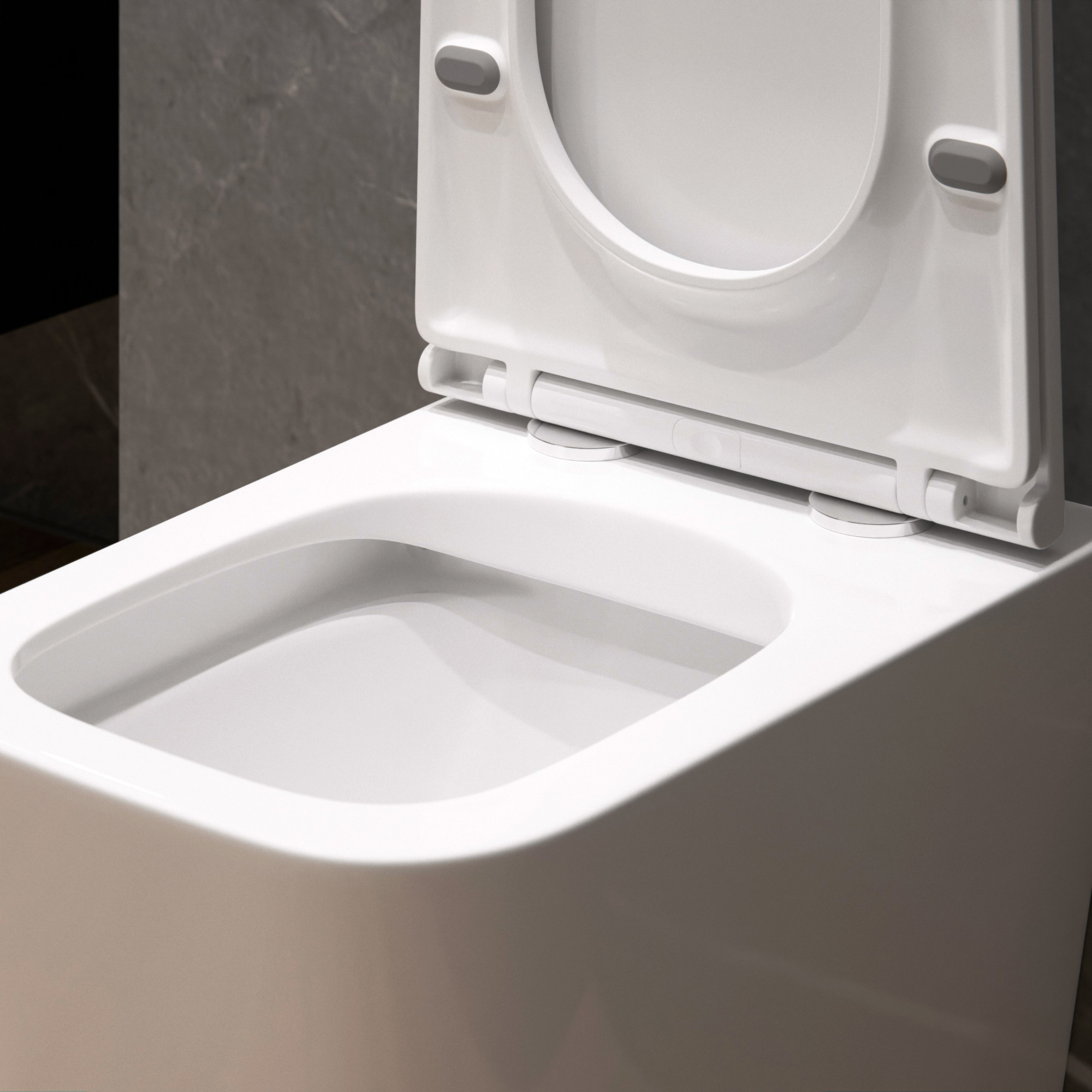 Унитаз подвесной K404 безободковый, сиденье тонкое ДП, крепления